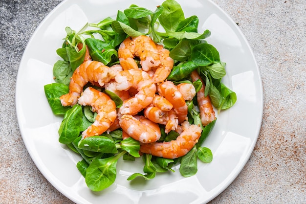 seafood shrimp salad prawn meal food snack on the table copy space food background