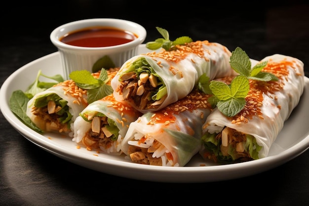 Seafood Spring Rolls with Dipping Sauce