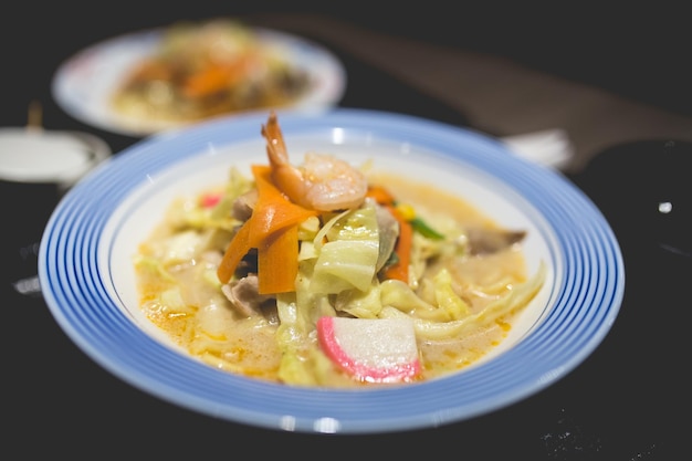 Seafood Udon Japanese noodles in japanese restaurant