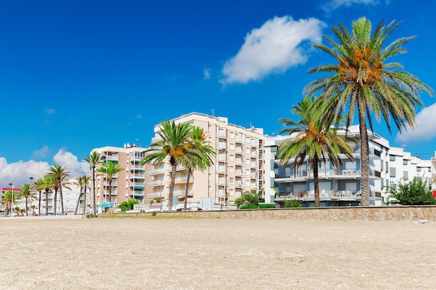 Seafront, beach,coast in Spain. Suburb of Barcelona, Catalonia