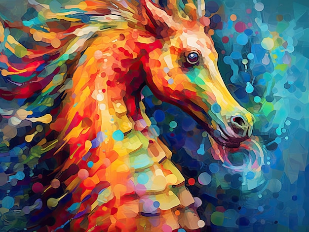 Seahorse in a Abstract and Vibrant Colors Generative AI