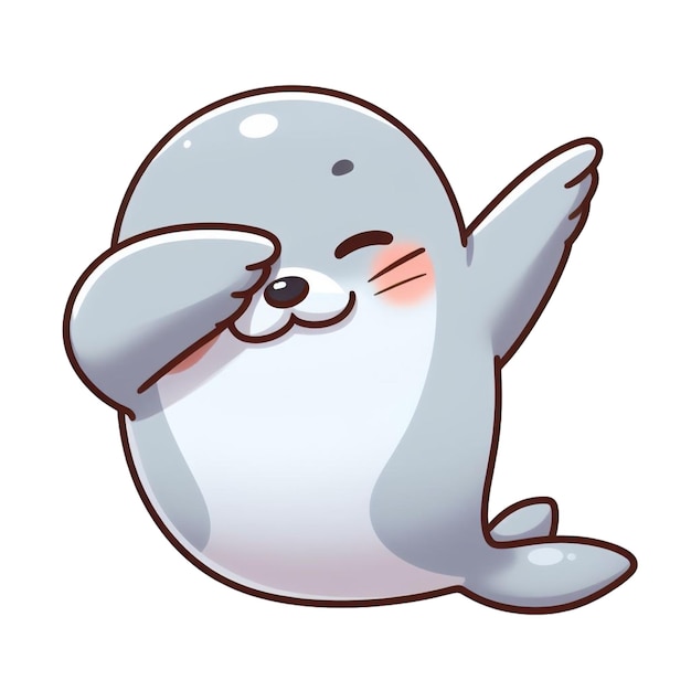 A seal character is depicted wearing cool sunglasses and striking a dab pose