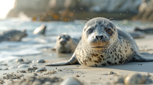 a seal is laying on the sand