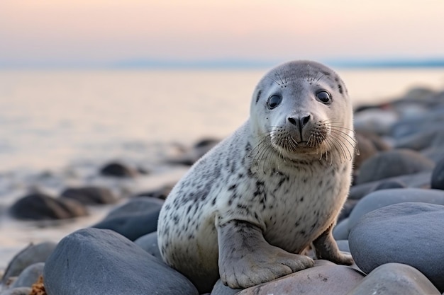 Seal on the shore of the ocean