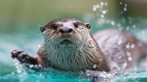 a seal swimming in the water with the name otter on the side