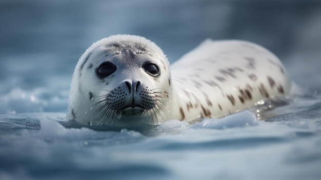 A seal swims in the water with the word seal on the front.