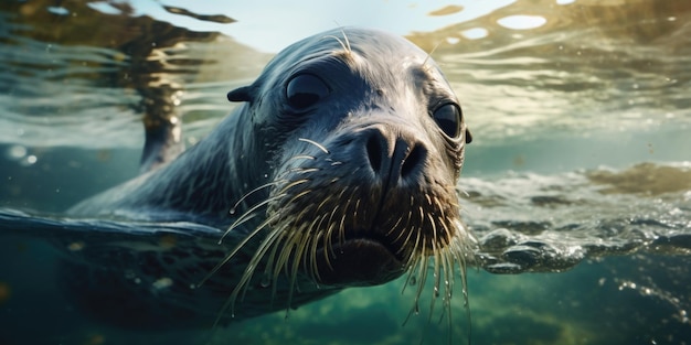 Seal underwater closeup