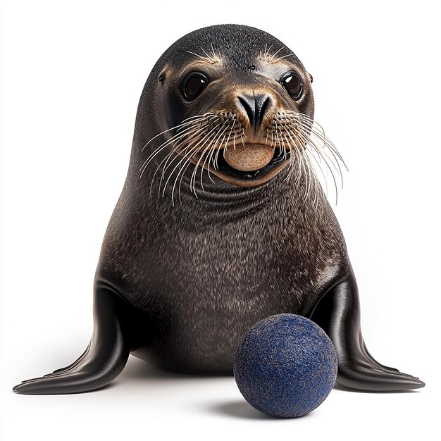 Photo a seal with a mustache and a ball on it