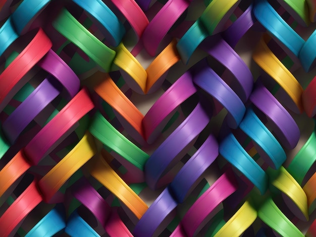 Seamless 3d realistic rainbow ribbon pattern design