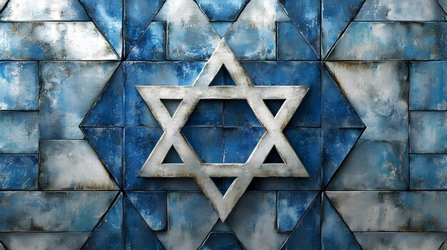 Seamless 3D Watercolor Star of David Tiles Pattern EcoFriendly Recycled Paper Texture for Zero Wa