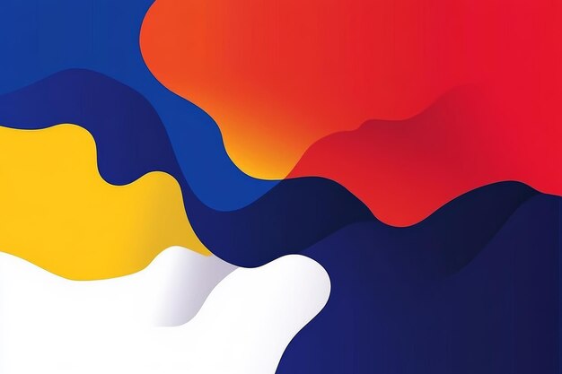 Photo a seamless abstract design featuring vibrant red yellow blue and white shapes intertwined with fluid patterns