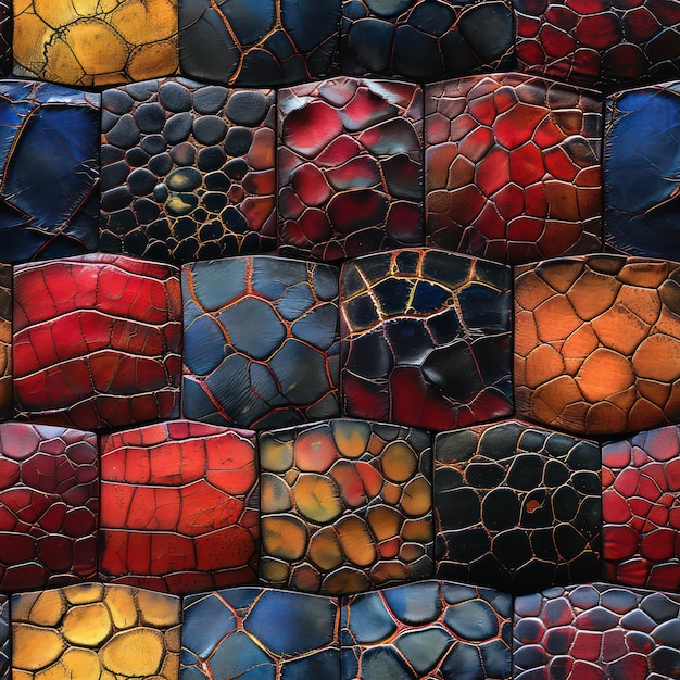 Seamless abstract multicolored leather texture pattern