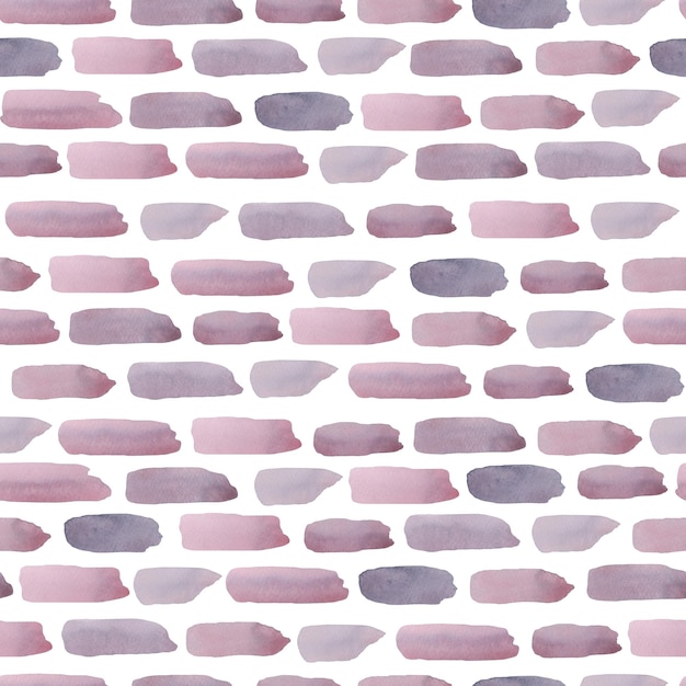 Seamless abstract pattern of pink lilac gray brushstrokes on a white background handdrawn