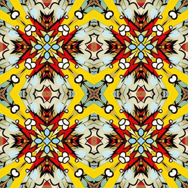 Seamless abstract pattern symmetrical intricate and colorful