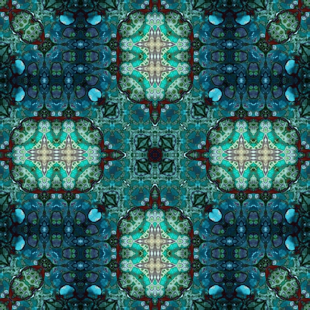 seamless abstract pattern and texture Symmetrical pattern of watercolors and bubbles