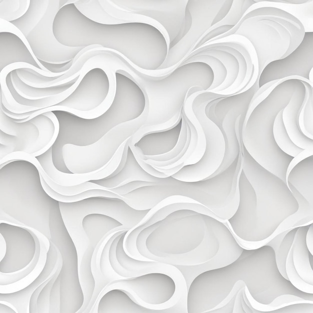 A seamless abstract pattern with wavy organic shapes in shades of white and light gray