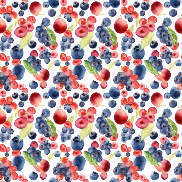 Photo seamless abstract watercolor pattern with berries on a white background fabric wrapping paper genera