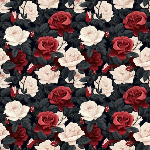 Seamless background of blooming roses