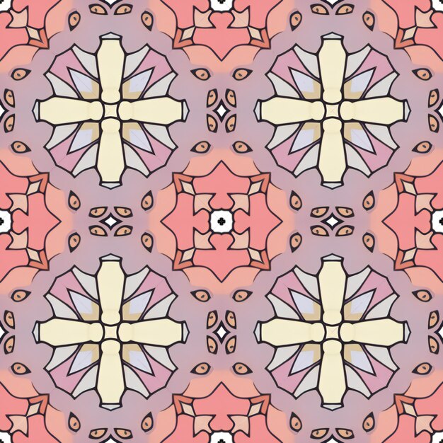 Seamless background pattern Abstract kaleidoscope fabric design texture