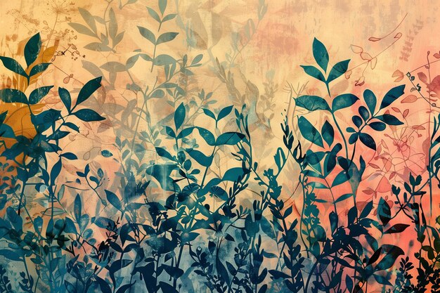 Seamless background of plants in art nouveau style