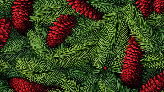 seamless background with coniferous branches pattern coniferous fir