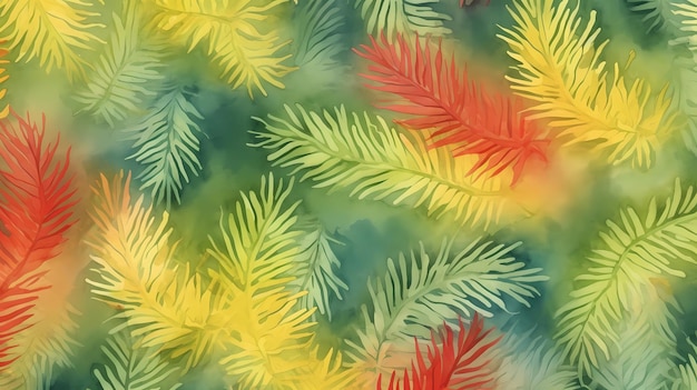 seamless background with coniferous branches pattern coniferous fir