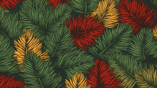 seamless background with coniferous branches pattern coniferous fir