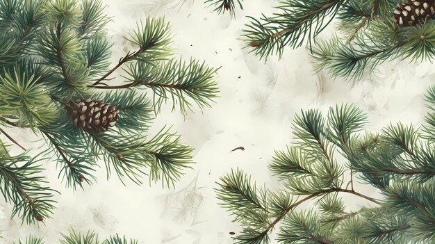 seamless background with coniferous branches pattern coniferous fir