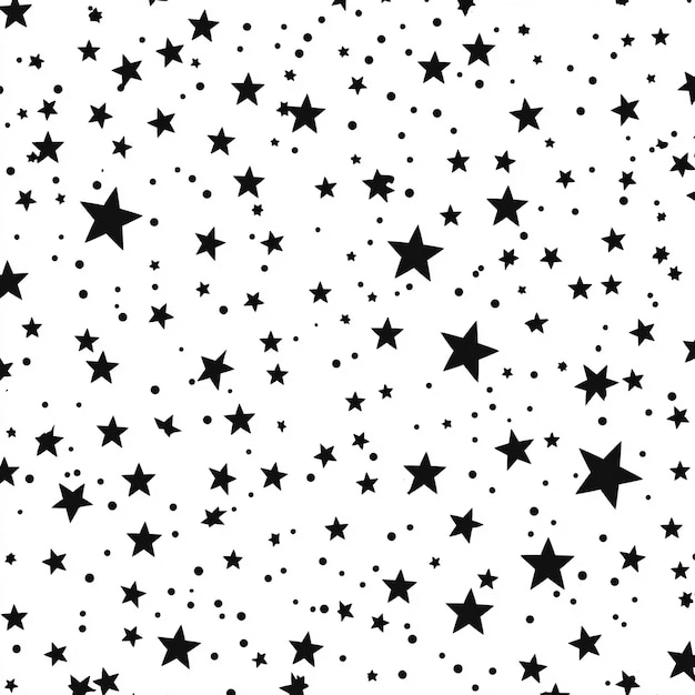 Photo seamless black stars pattern on white background