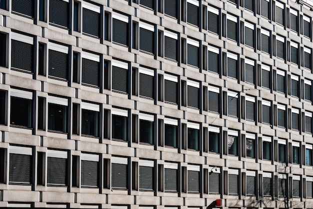 Seamless block of windows on concrete office building