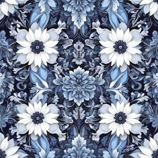 Seamless blue floral pattern