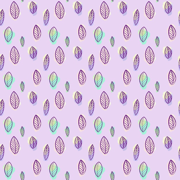 Seamless botanical leaf pattern on a violet background beautiful botanical illustration of leavesdig