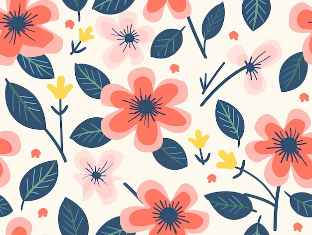 Seamless botanical pattern flowers illustration wallpaper background design Generative AI