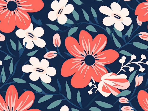 Seamless botanical pattern flowers illustration wallpaper background design Generative AI