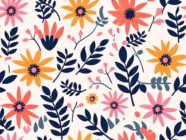 Seamless botanical pattern flowers illustration wallpaper background design Generative AI