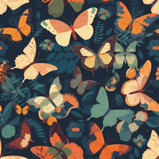 Seamless Butterflies Pattern with Happy Colors