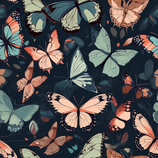 Seamless Butterflies Pattern with Happy Colors