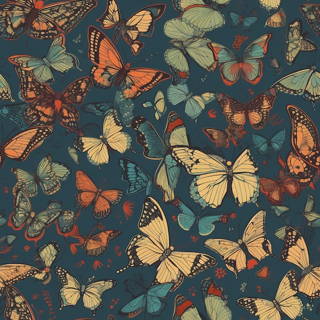 Seamless Butterflies Pattern with Happy Colors