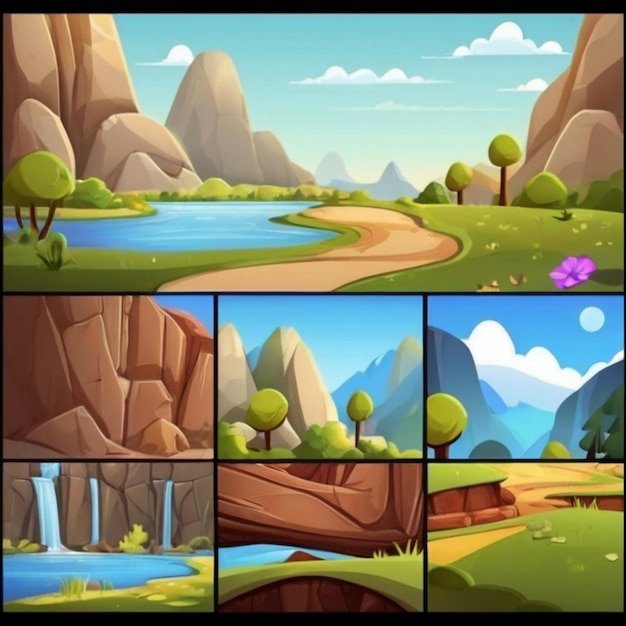 Photo seamless cartoon nature landscape unending background