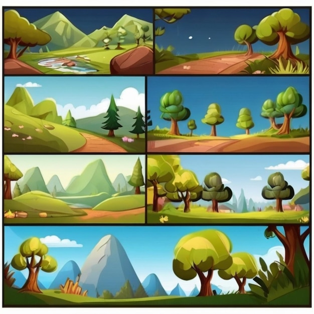 Photo seamless cartoon nature landscape unending background