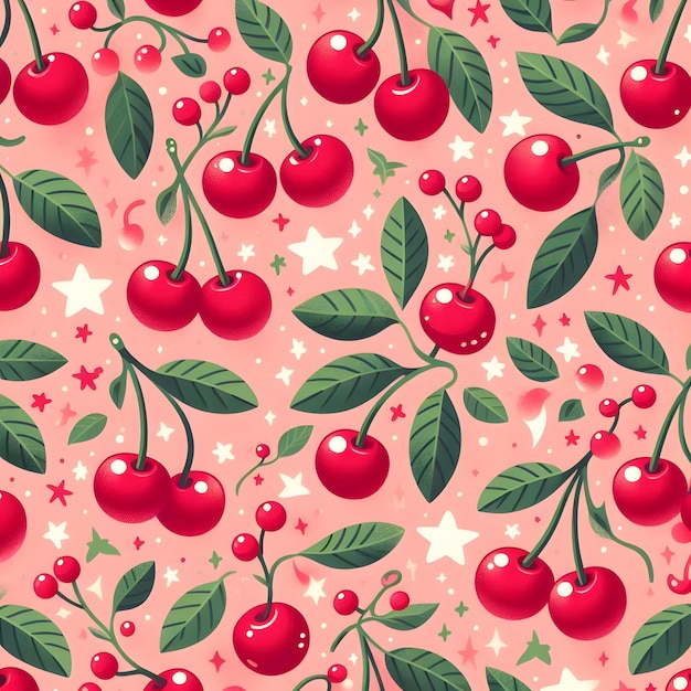 Seamless cherry Pattern Design Wallpaper Nature Design for Vintage Art Decoration Ornament