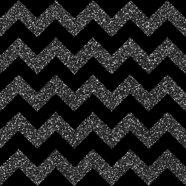 Seamless chevron pattern with silver glitter zigzag black background ideal for web fashion fabrics