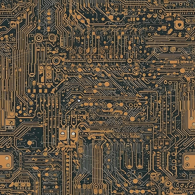 Seamless circuit board tile pattern texture Generative AI