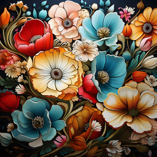 Seamless colorful flower pattern