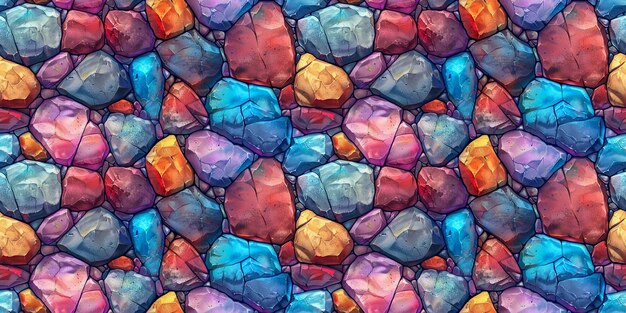 Seamless colorful stone pattern tileable rocks texture illustration great for video game design