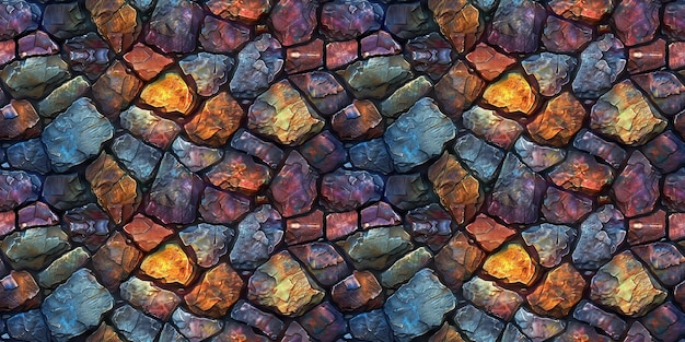 Seamless colorful stone pattern tileable rocks texture illustration great for video game design