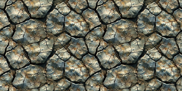 Seamless cracked ground pattern tileable dry land texture illustration great for video game design