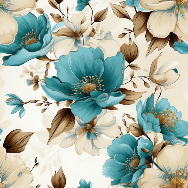 Seamless decorative flowers wedding pattern