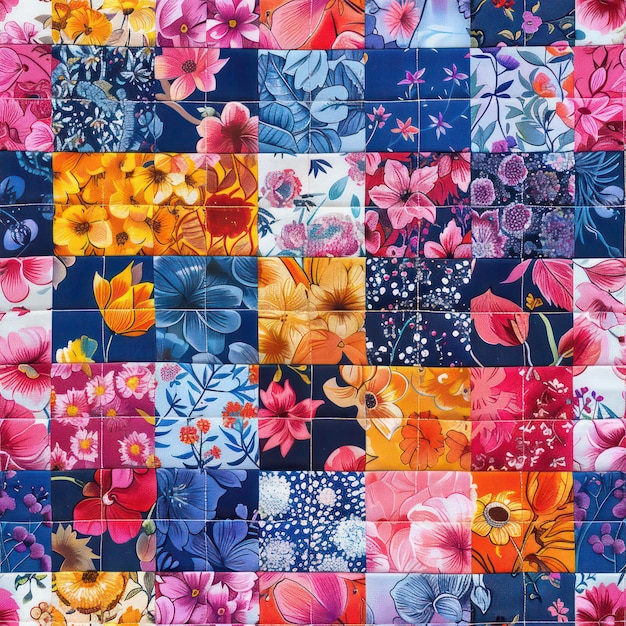 Seamless decorative linen patchwork quilt pattern