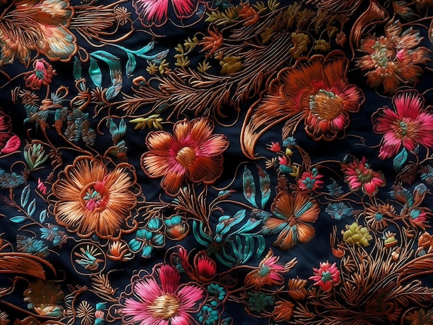 Seamless embroidery floral abstract fantasy luxury fabric pattern design